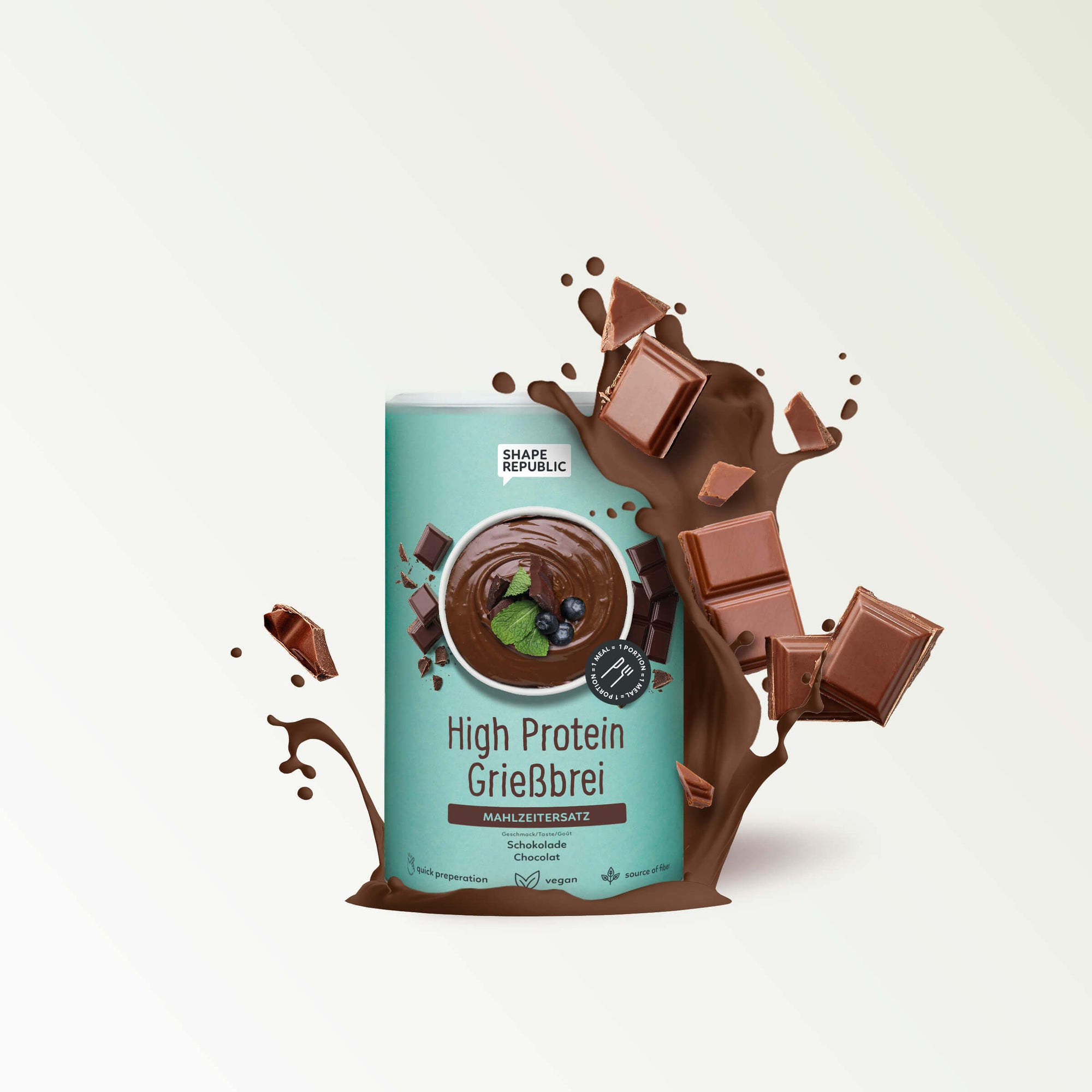 Vegan High Protein Grießbrei 560g | Schokolade | Shape Republic -D