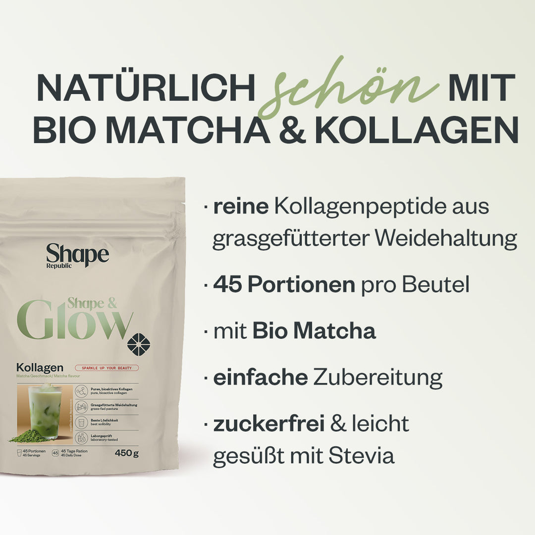 Shape & Glow 450 g | Kollagenpulver MATCHA